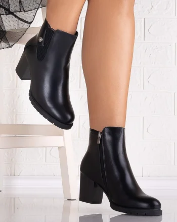 Botine Dama Imblanite Negre din Piele Ecologica Pavena