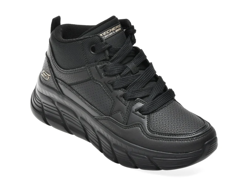 Ghete SKECHERS negre, BOBS B FLEX HI, din piele ecologica