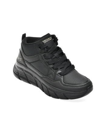 Ghete SKECHERS negre, BOBS B FLEX HI, din piele ecologica