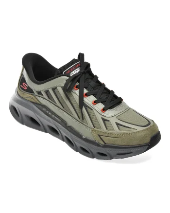 Pantofi sport SKECHERS kaki, RELAXED-FIT GLIDE-STEP, din material textil