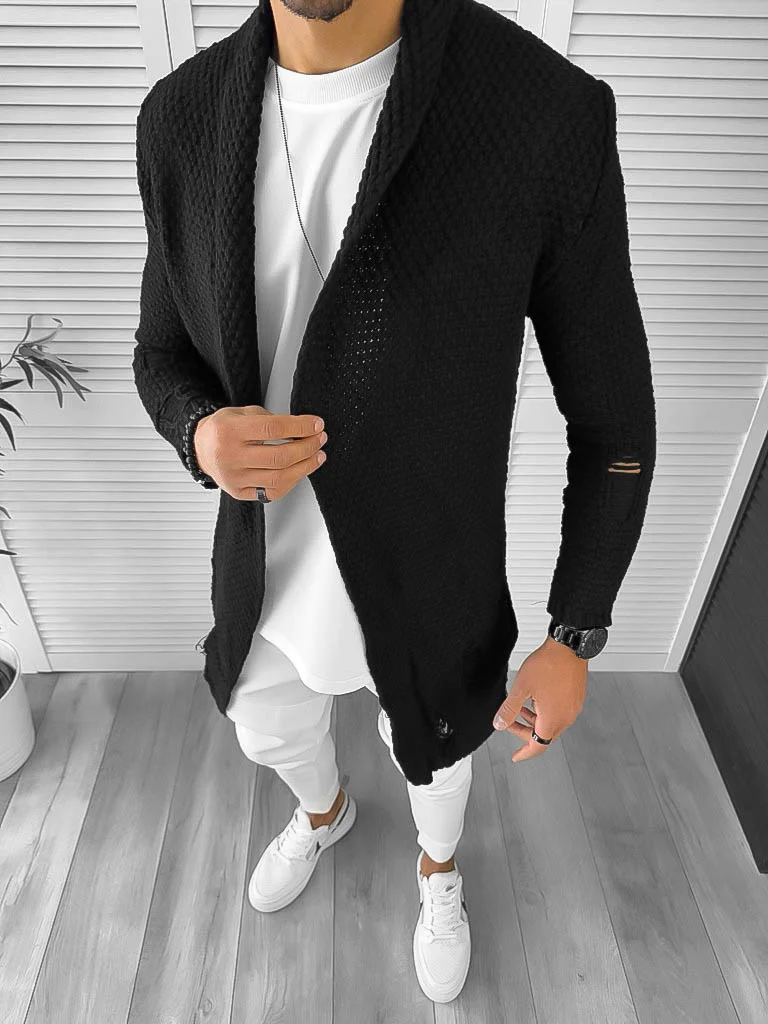 Cardigan barbati negru slim fit ZR T3557 P19-4.3
