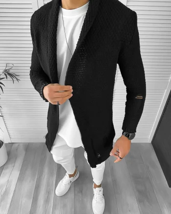 Cardigan barbati negru slim fit ZR T3557 P19-4.3