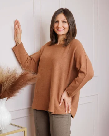 Pulover lejer Bailey cu maneci fluture - Camel