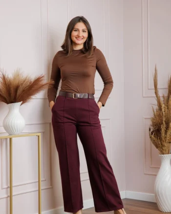 Pantaloni dama visinii cu talie inalta si curea Rita