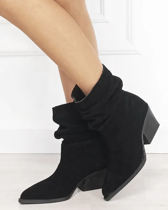 Ciocate resigilate scurte dama negre din piele naturala 5308A M0