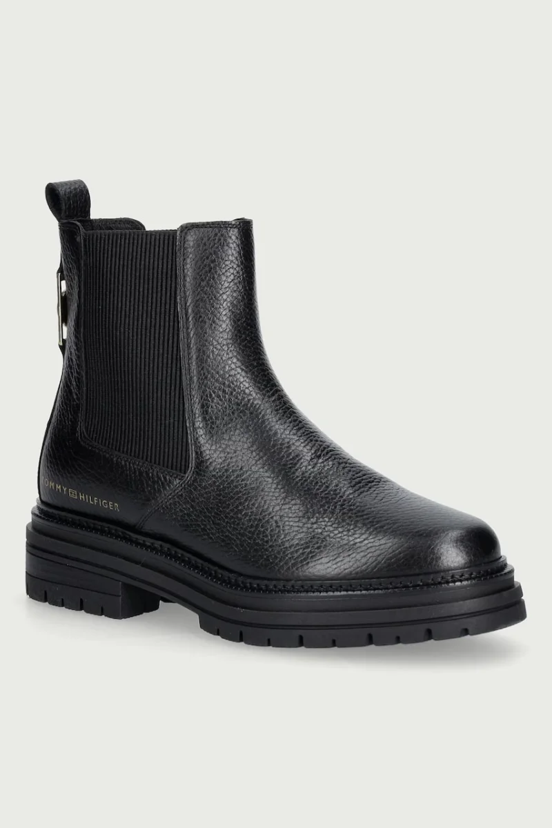 Tommy Hilfiger  ghete scurte pentru femei din piele TH EMBOSS GRAIN LEATHER CHELSEA