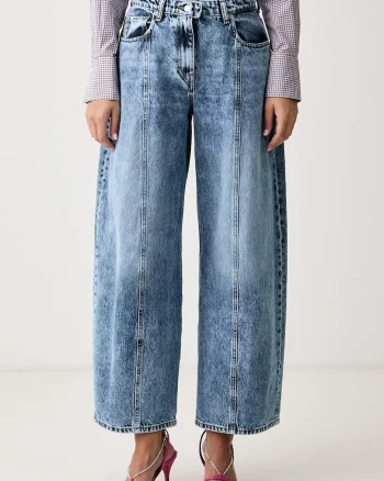 Haveone  blugi wide leg pentru femei