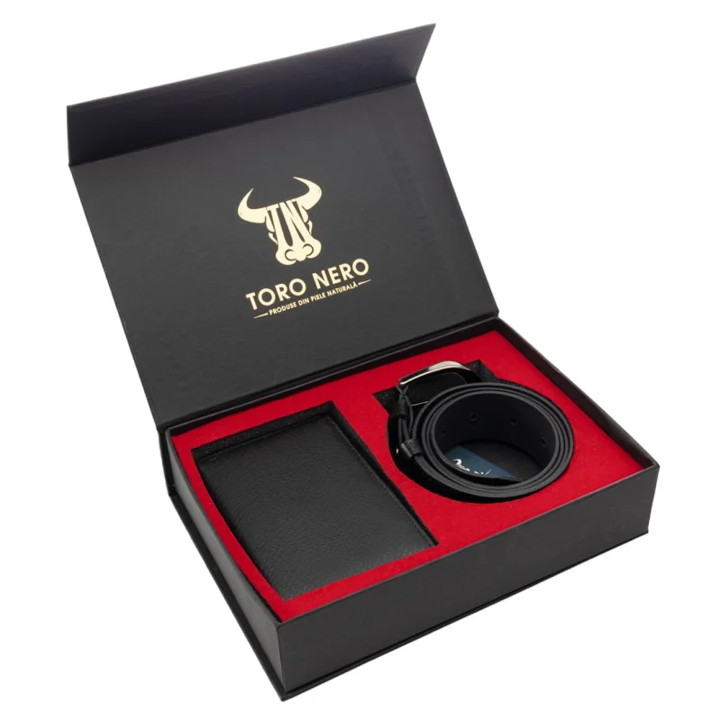 Set cadou portofel+curea din piele pentru femei negru Little - 135 cm