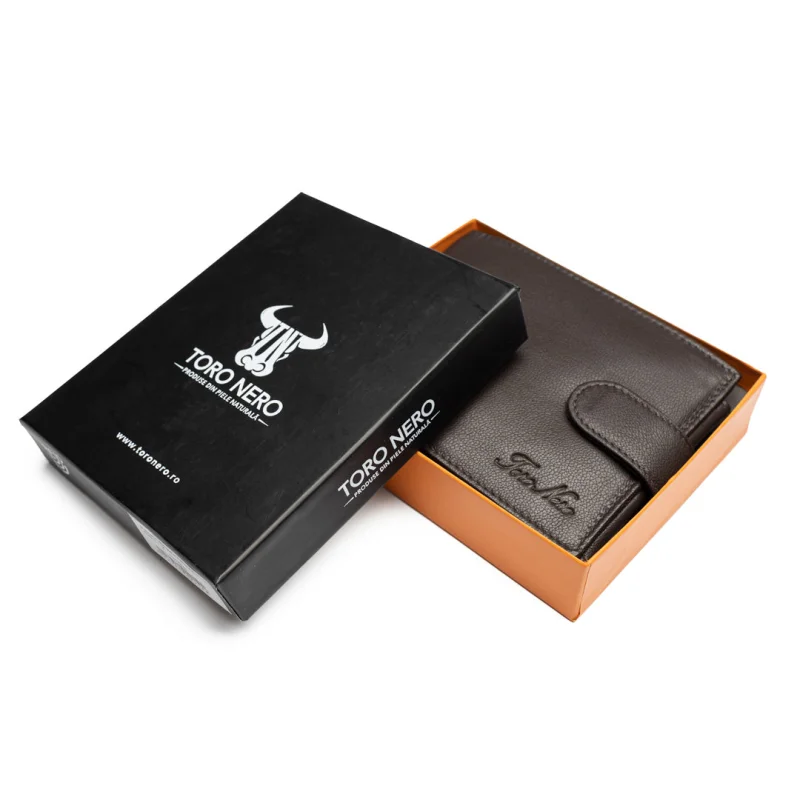 Portofel barbati din piele naturala maro Viki,protectie RFID