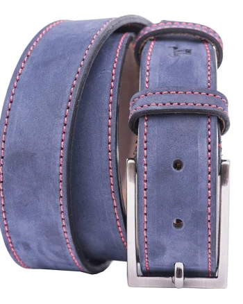 Curea barbati din piele naturala bleumarin Line - 110 cm