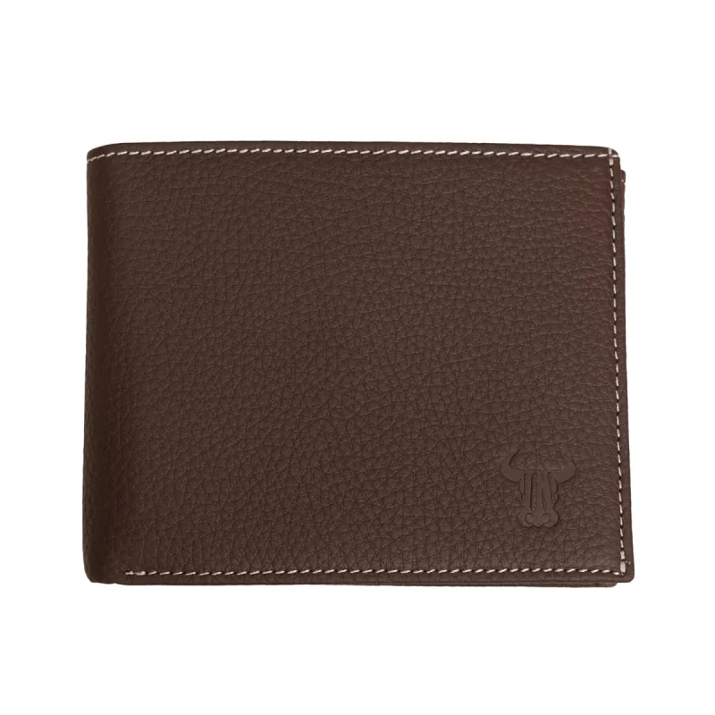 Portofel barbati din piele naturala maro Eyelet