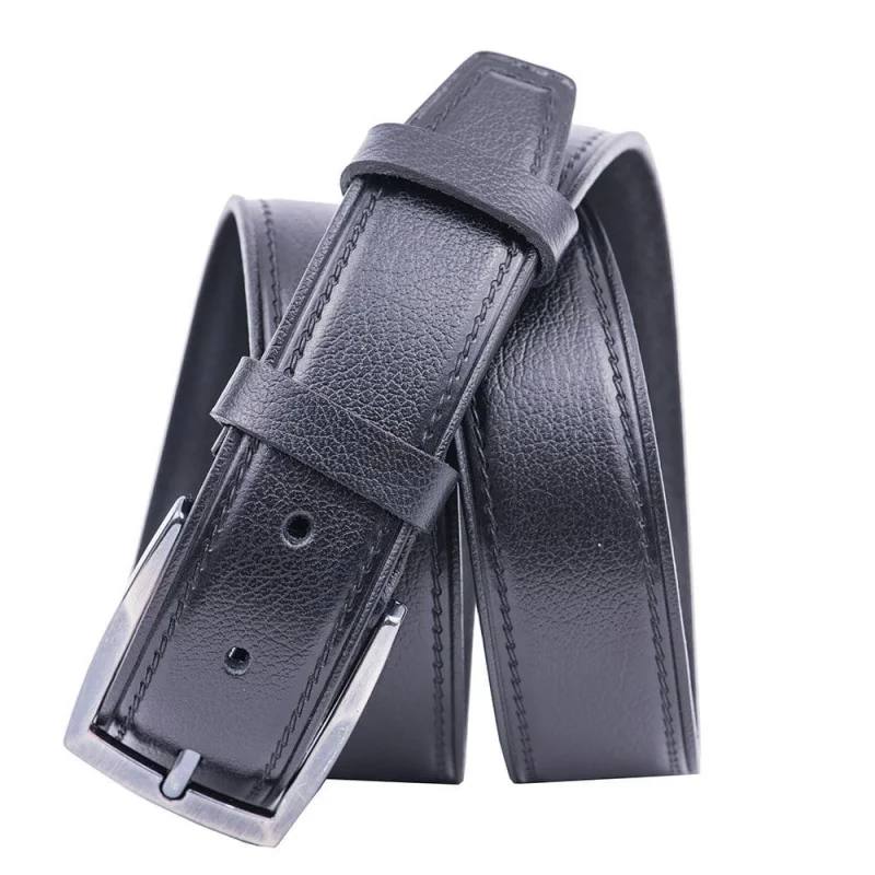Curea barbati din piele naturala neagra Classic - 110 cm