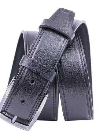 Curea barbati din piele naturala neagra Classic - 110 cm