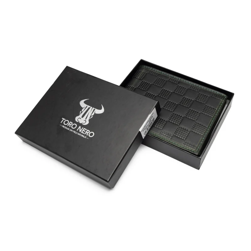 Portofel barbati din piele naturala verde Square