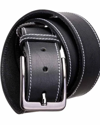 Curea barbati din piele naturala neagra line - 110 cm