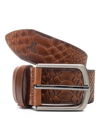Curea barbati din piele naturala maro Croco - 110 cm