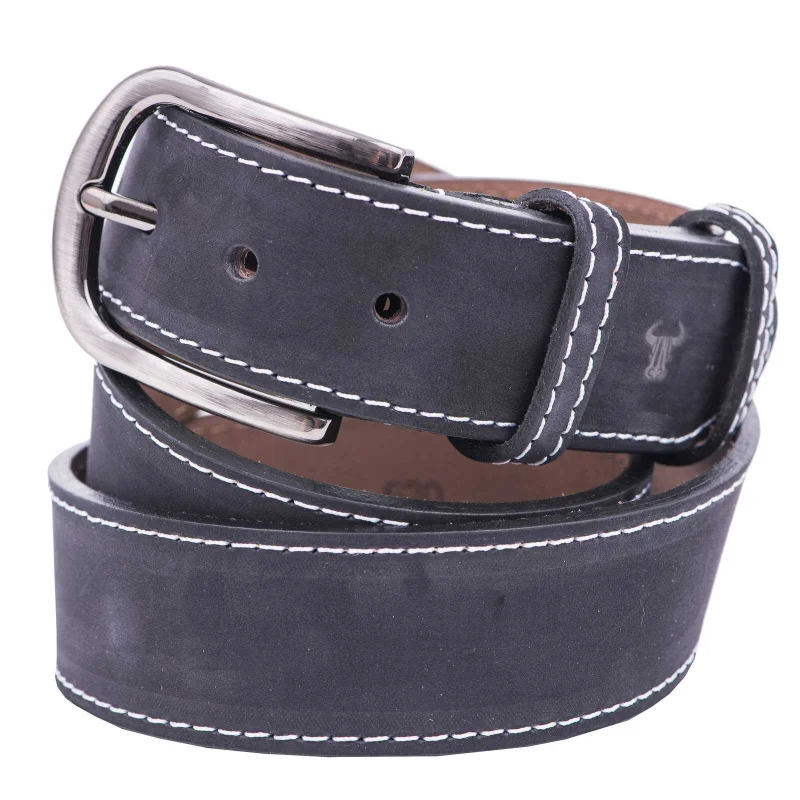 Curea barbati din piele naturala neagra line 4.0 - 120 cm