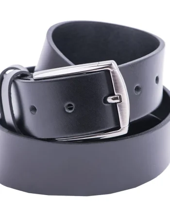 Curea barbati din piele naturala neagra Smooth - 110 cm