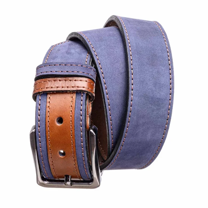 Curea barbati din piele naturala bleumarin Detail - 110 cm