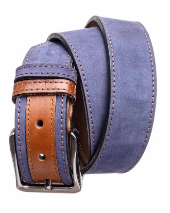 Curea barbati din piele naturala bleumarin Detail - 110 cm