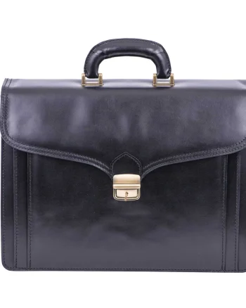 Servieta barbati din piele naturala neagra Executive Pro Carrier