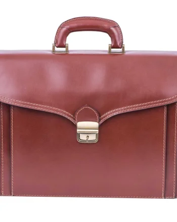 Servieta barbati din piele naturala coniac Executive Pro Carrier