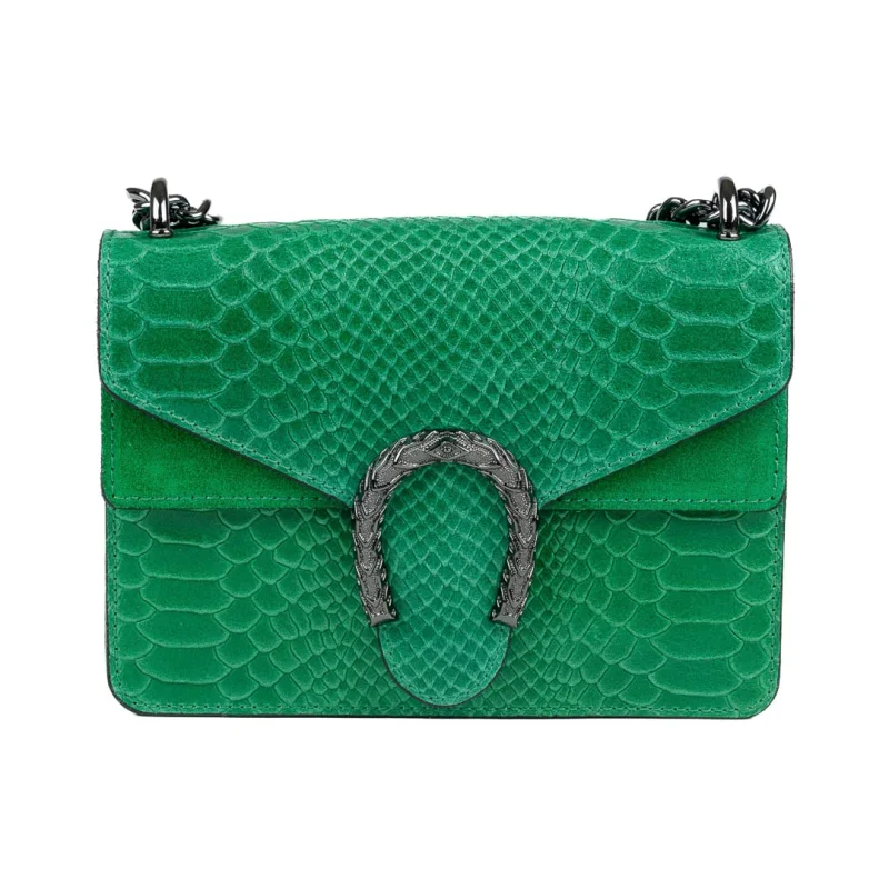 Geantă damă din piele naturala verde Dalia small
