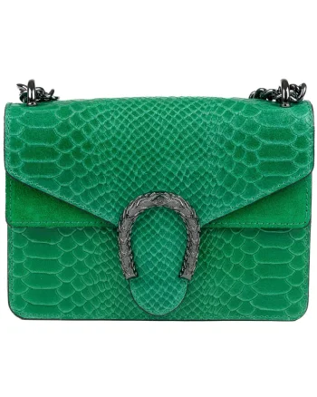 Geantă damă din piele naturala verde Dalia small
