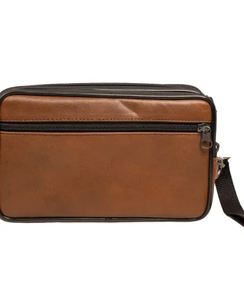 Borseta barbati din piele naturala maro Hand and belt carrier