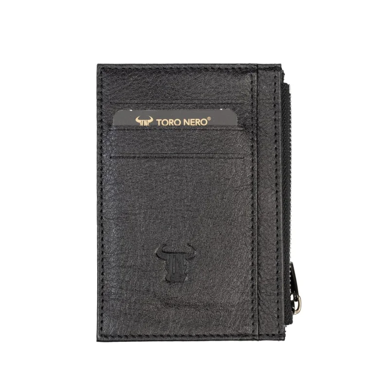 Port-card barbati din piele naturala negru Icon