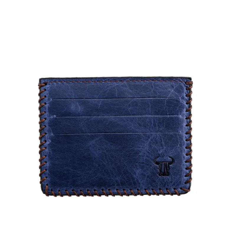 Port-card barbati din piele naturala bleumarin Eran