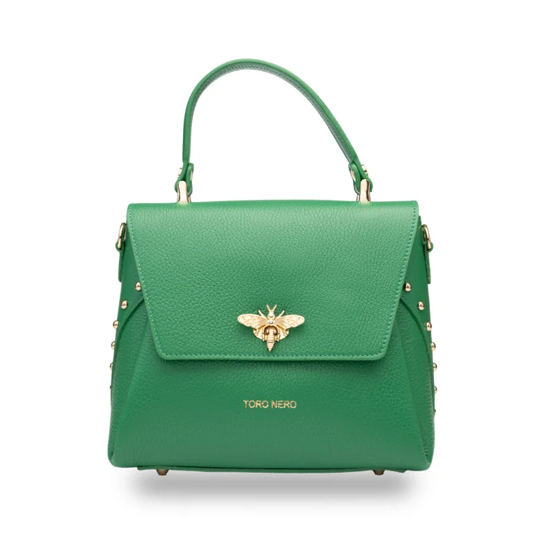 Geanta dama din piele naturala verde Olivia