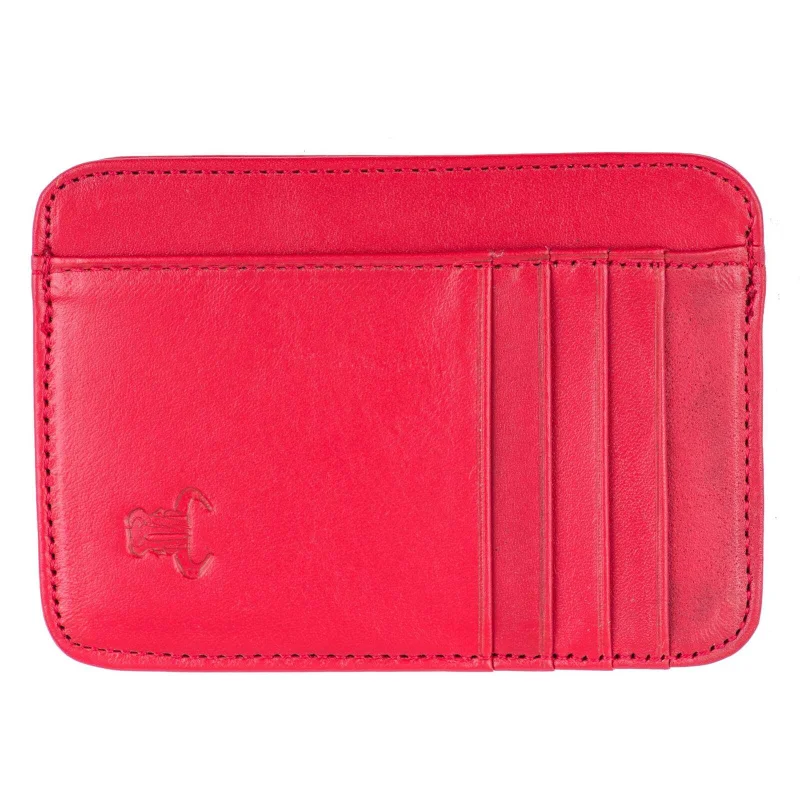 Port-card barbati din piele naturala rosu Open Wallet