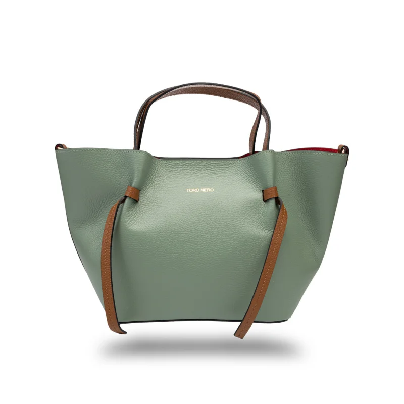 Geanta dama din piele naturala verde salvie Loretta