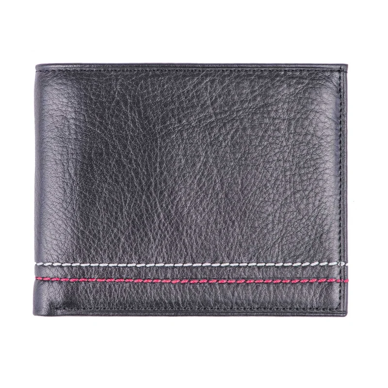 Portofel barbati din piele naturala negru Double Line Wallet
