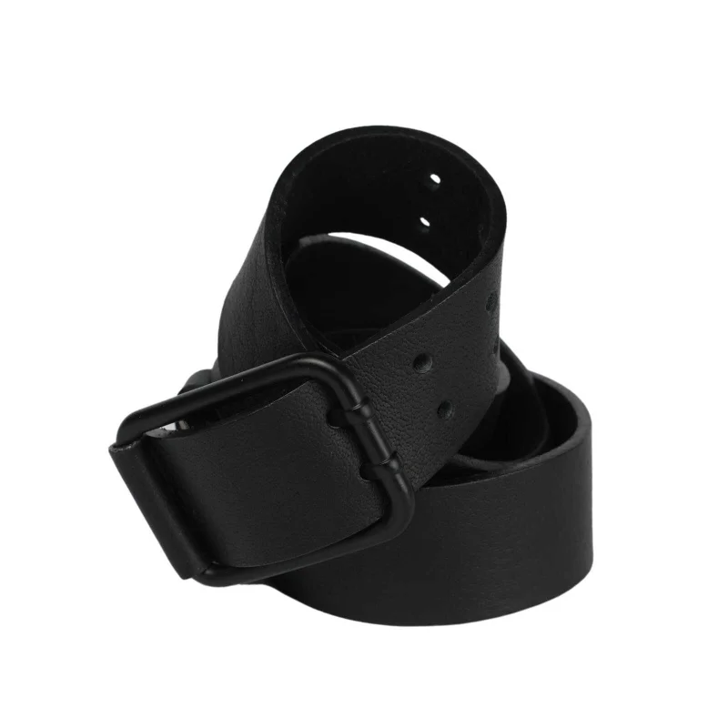 Curea barbati din piele naturala neagra Two Holes - 110 cm