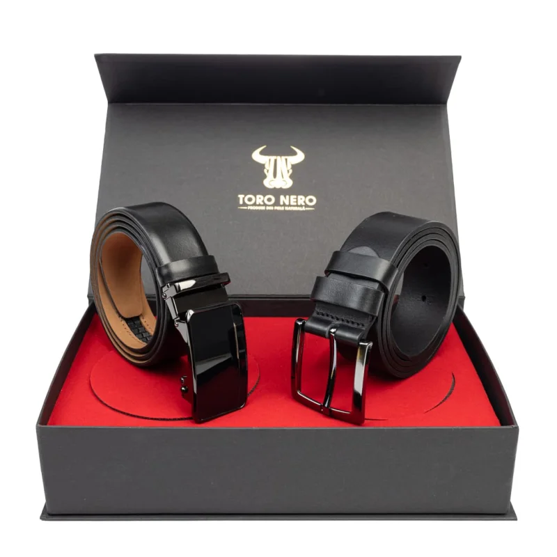Set cadou barbati din piele naturala curea casual+curea eleganta Soft-Smooth - 135 cm