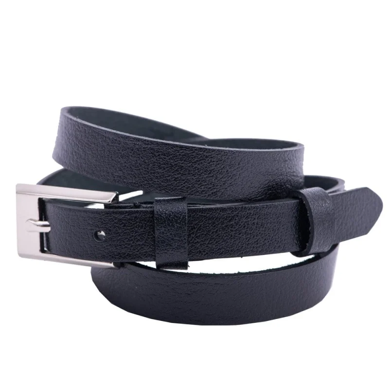 Curea femei din piele naturala neagra Slim - 110 cm