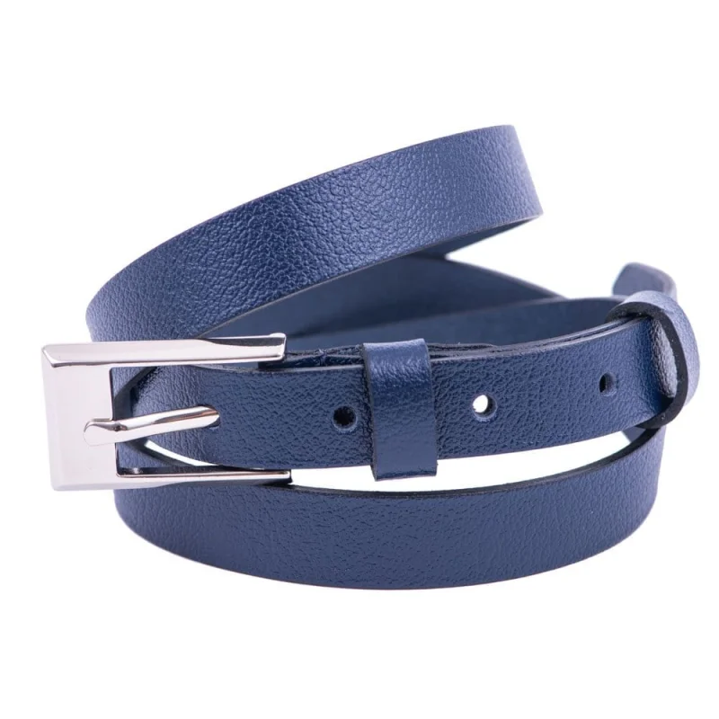 Curea femei din piele naturala bleumarin Slim - 110 cm
