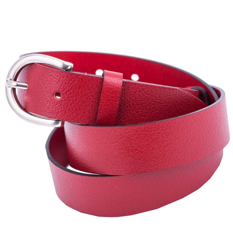 Curea femei din piele naturala rosu Middle - 110 cm