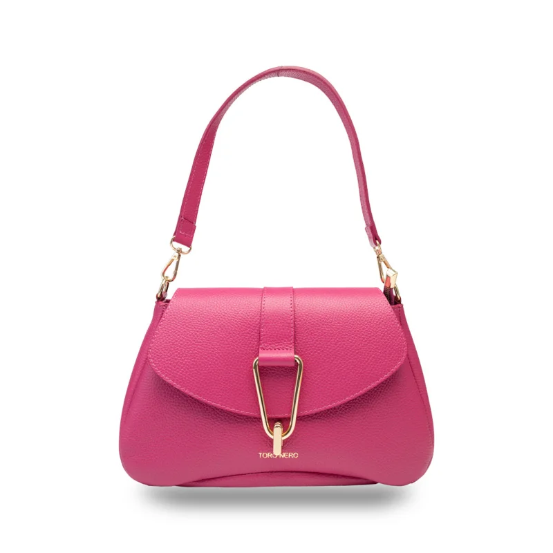 Geanta dama din piele naturala fucsia Oana
