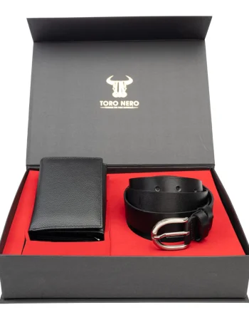 Set cadou portofel+curea din piele pentru femei negru Little-Middle - 135 cm