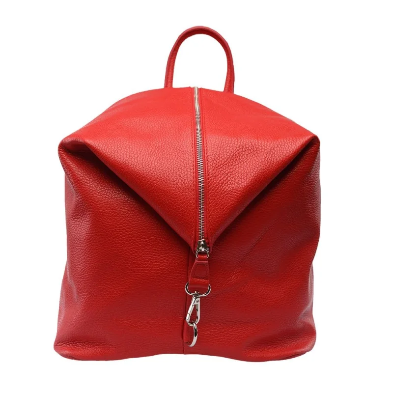 Rucsac damă din piele naturala rosu Zip and Glow