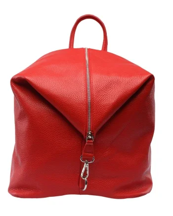 Rucsac damă din piele naturala rosu Zip and Glow