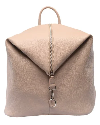 Rucsac damă din piele naturala roz pal Zip and Glow