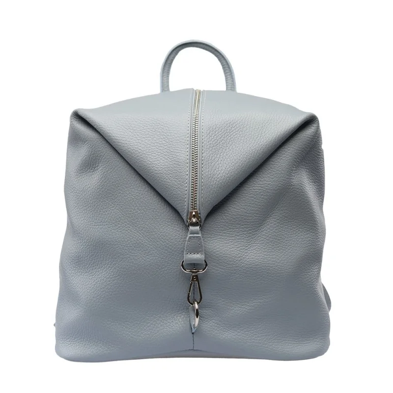 Rucsac damă din piele naturala turcoaz Zip and Glow