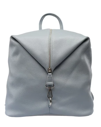 Rucsac damă din piele naturala turcoaz Zip and Glow