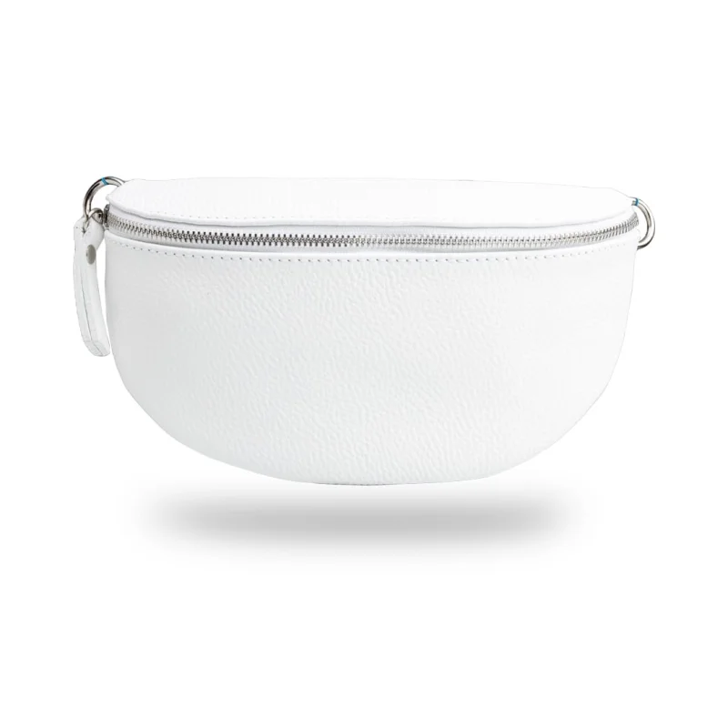 Borsetă damă din piele naturala alb Waist Glam