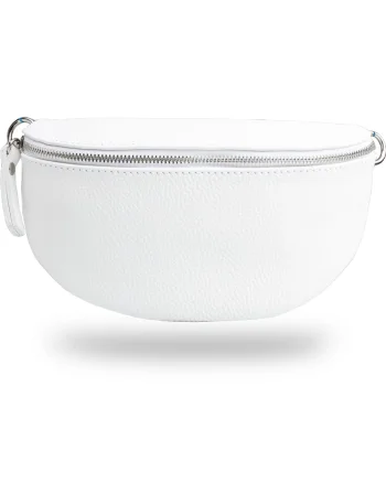 Borsetă damă din piele naturala alb Waist Glam
