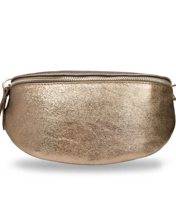 Borsetă damă din piele naturala maro-sidefat Waist Glam